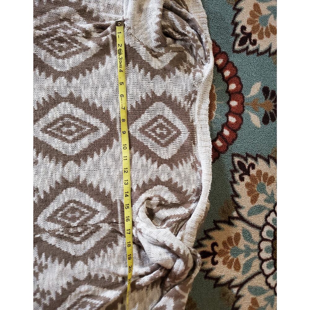 Arizona Aztec Diamond Neutral Tan Cream Open Cardigan Sweater Womens Size S - Picture 9 of 13